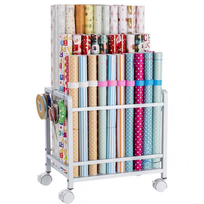 Wrapping Paper Storage Organizer, Blueprint Holder, 6 Adjustable Rod