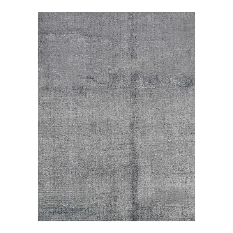 Tapis moderne gris noué à la main 9 pi x 11 pi 11 po