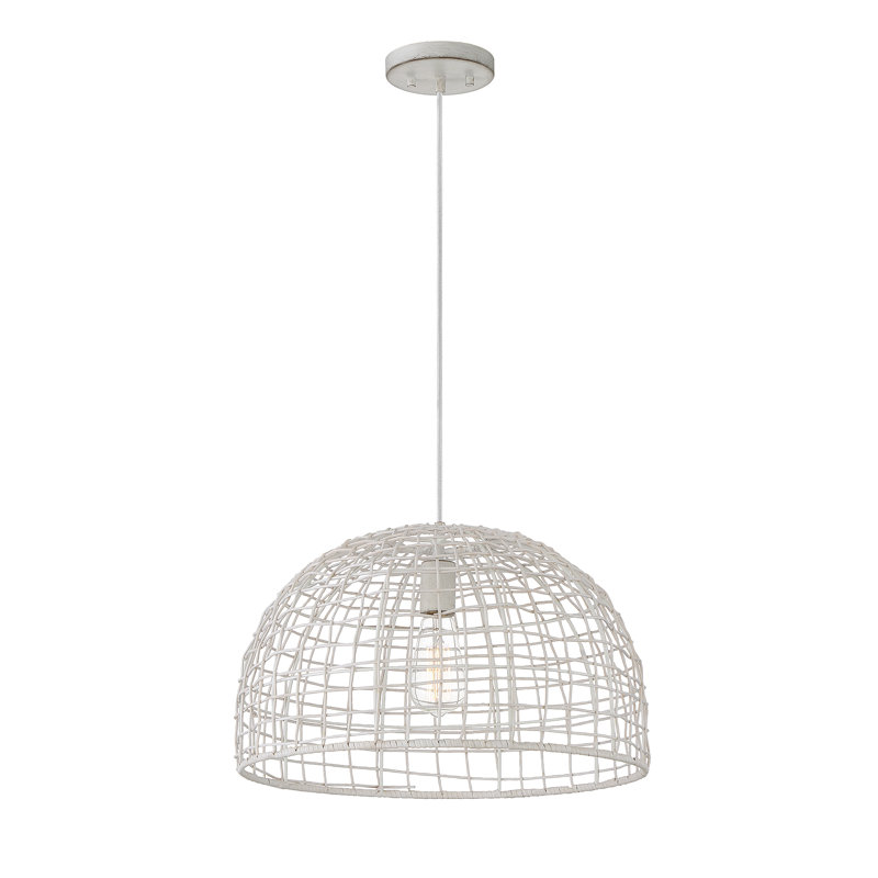 Stevie 1-Light Single Dome Pendant, White, White
