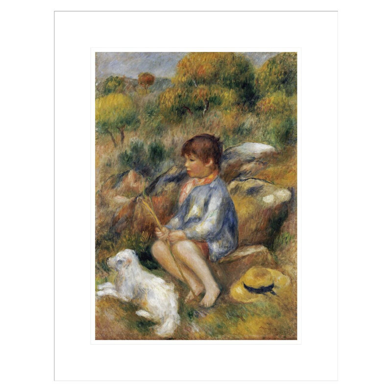 «Young Boy By a Brook» par Pierre-Auguste Renoir, impression giclée encadrée, H 21,75 po x l 16,96 po