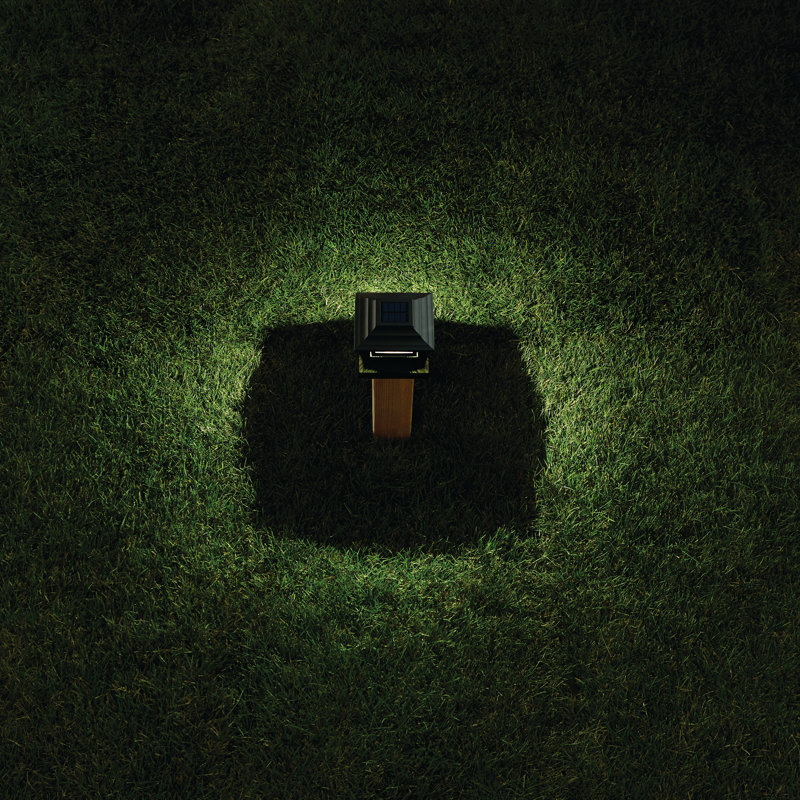 Bronze Low Voltage Solar Powered Integrated LED Fence Post Cap Light 4 In. X 4 In. with Base Adapter Included Kit