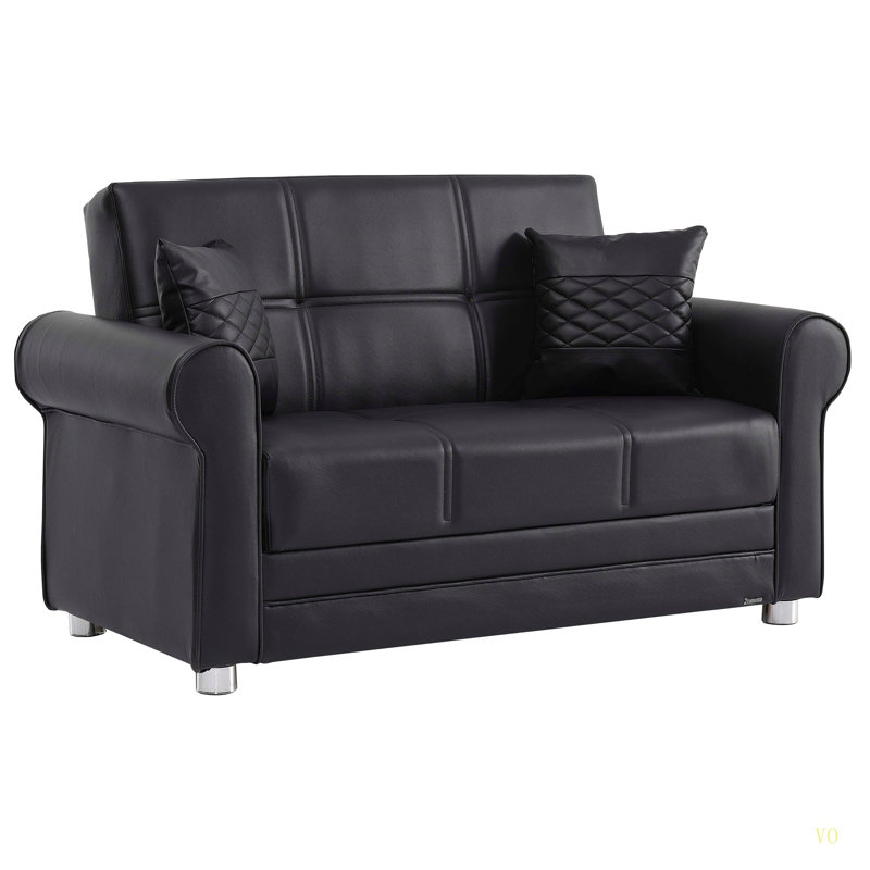 Canapé convertible rembourré avec rangement Collection, PU, Noir