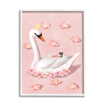 «Nursery Swan Baby Princess Floral Lake» par Ziwei Li - impression d'art graphique