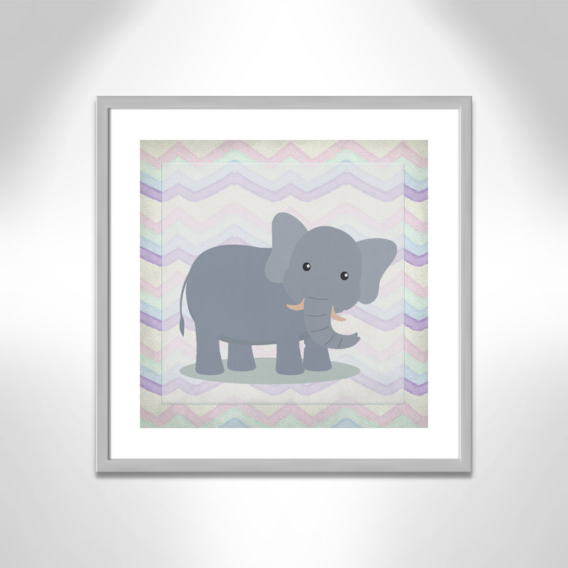 Art de l'éléphant rose, Encadré de boîte argent, H 22,5 po x l 22,5 po x P 1,18 po