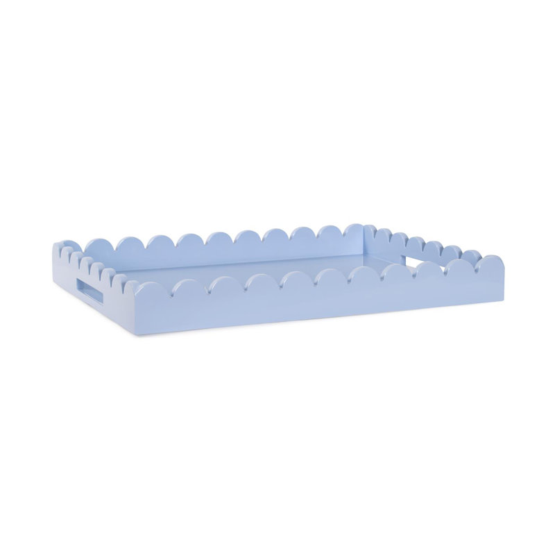Plateau rectangulaire en bois festonné Hindley, Bleu clair