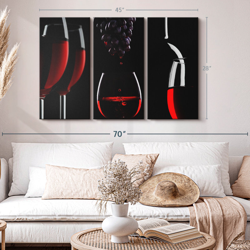 «Red Wine Life», 3 pièces, H 28 po x l 45 po