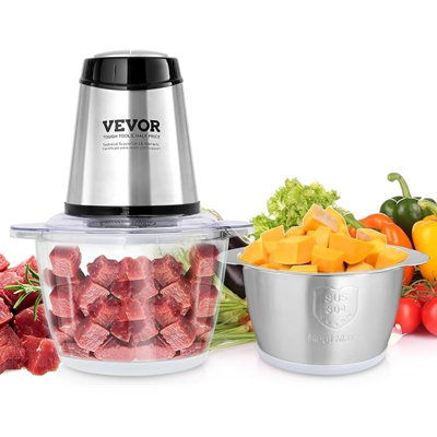 Food Processor, Mini Electric Chopper Electric Meat Grinder, Stainless Steel Blender, 8 Cup + 5 Cup -  BOARDS & BERRIES LLC, EFC1001