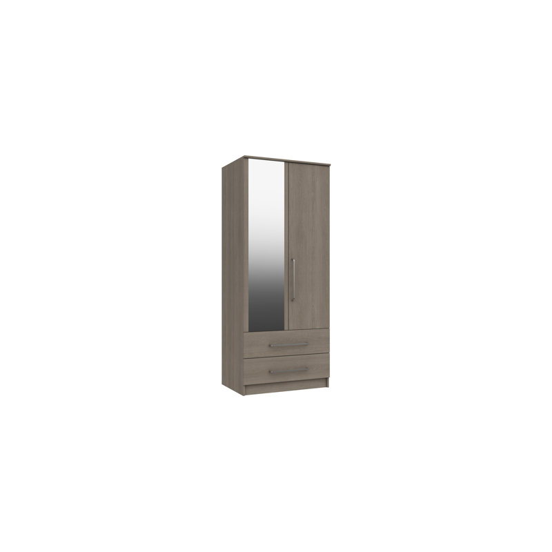 Bushnell 2 Door Manufactured Wood Wardrobe, Grey