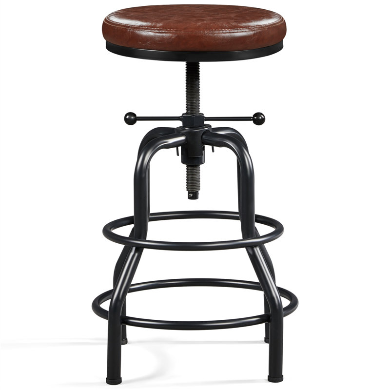 Upholstered Counter Stool with Metal Frame, Brown