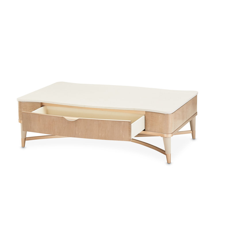 Malibu Crest Marble Coffee Table, Blush/Chardonnay/Creamy Pearl