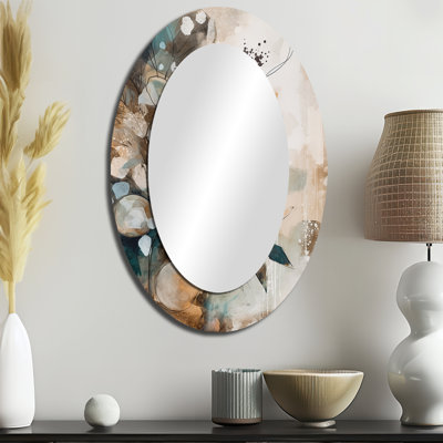 Brown And Green Abstract Bohemia - Brown Bohemian Oval Wall Mirror