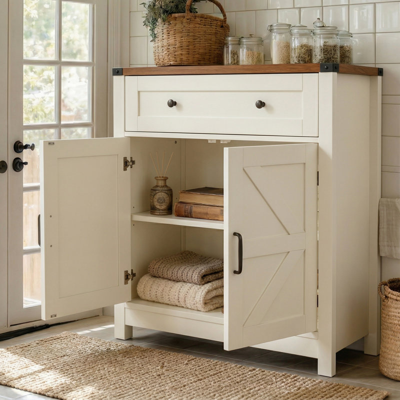 Armoire de rangement Farmhouse Modern, Blanc