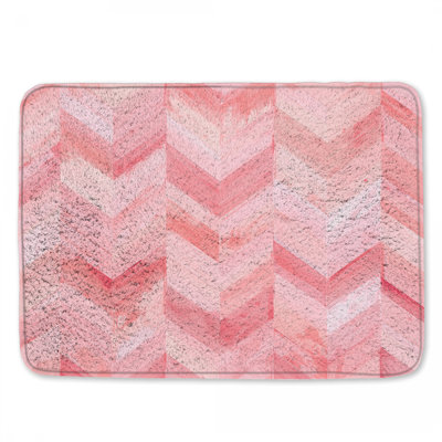 Pink Chevron Brushstrokes Bath Mat