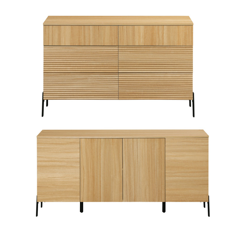 Laverda Accent Chest and Cabinet Set (Dresser and Sideboard), Oak Wood