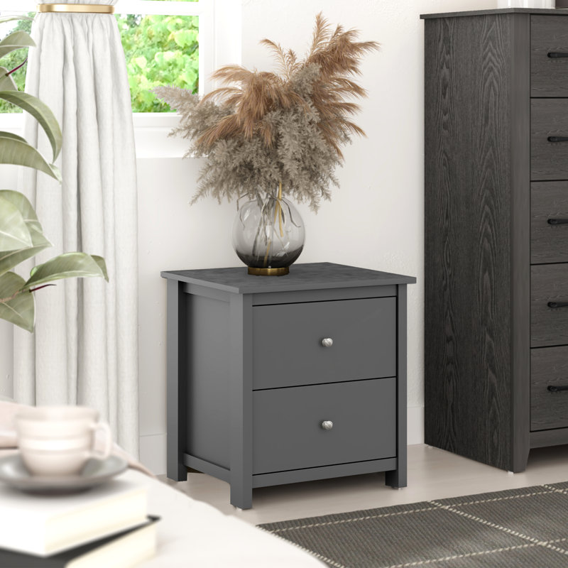 Table de chevet 2 tiroirs 21,9 po Isenbert, Gris graphite