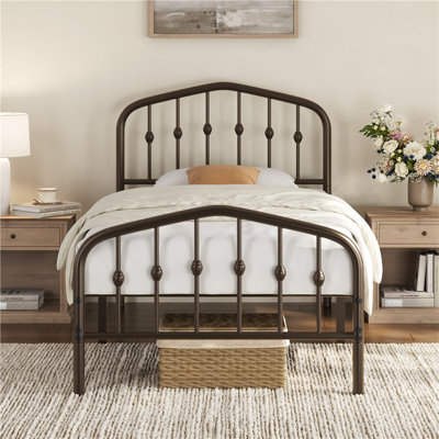 Metal Bed with Arched Headboard and Footboard