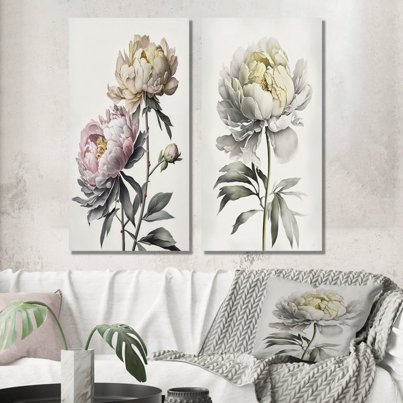 «Dahlia Flower», 2 pièces sur toile, Toile tendue, H 32 po x l 32 po