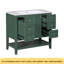 Meuble-lavabo 36 po avec lavabo, une armoire et trois tiroirs, bois massif et panneau de fibres à densité moyenne, vert-117196462