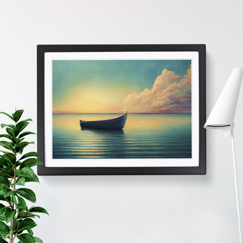 Watercolour Boat Vol.2 - Single Picture Frame Print, Black Framed, 25cm H x 34cm W x 2cm D