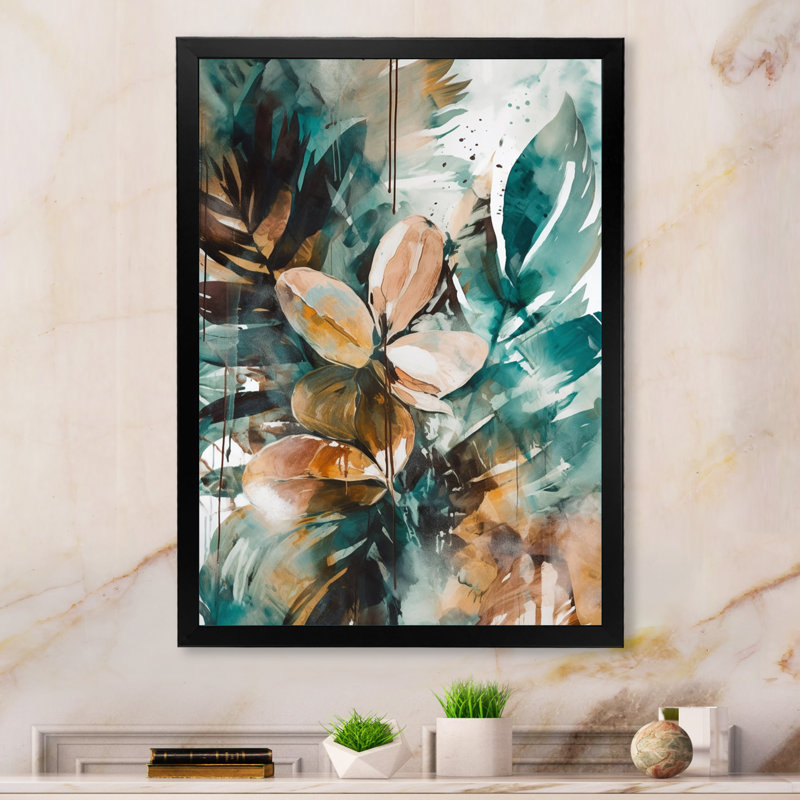 Rosshirt «Green and Brown Visions In Boho II», reproduction sur toile, H 20 po x l 12 po x P 1 po, Cadre photo noir