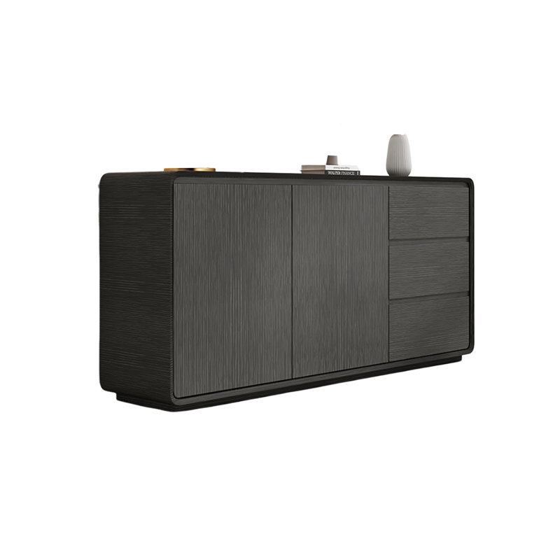 Modern Simple Solid Wood Sideboard, Black/Gray, 31.49" H x 59.05" W x 15.75" D