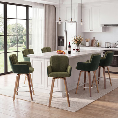 Swivel Yes Upholstered Bar Stool with Solid Wood Frame