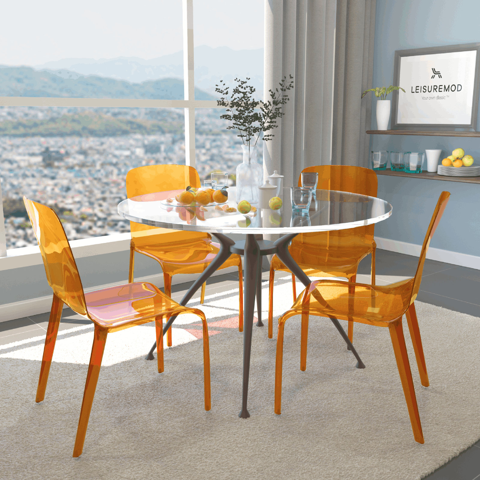 Lade Transparent Plastic Stackable Dining Chair with Waterfall Edge Seat – Lightweight Versatile Accent & Kitchen Side Chair, No Assembly Required