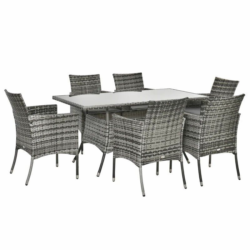 Wicker and Steel Patio Dining Set Table,