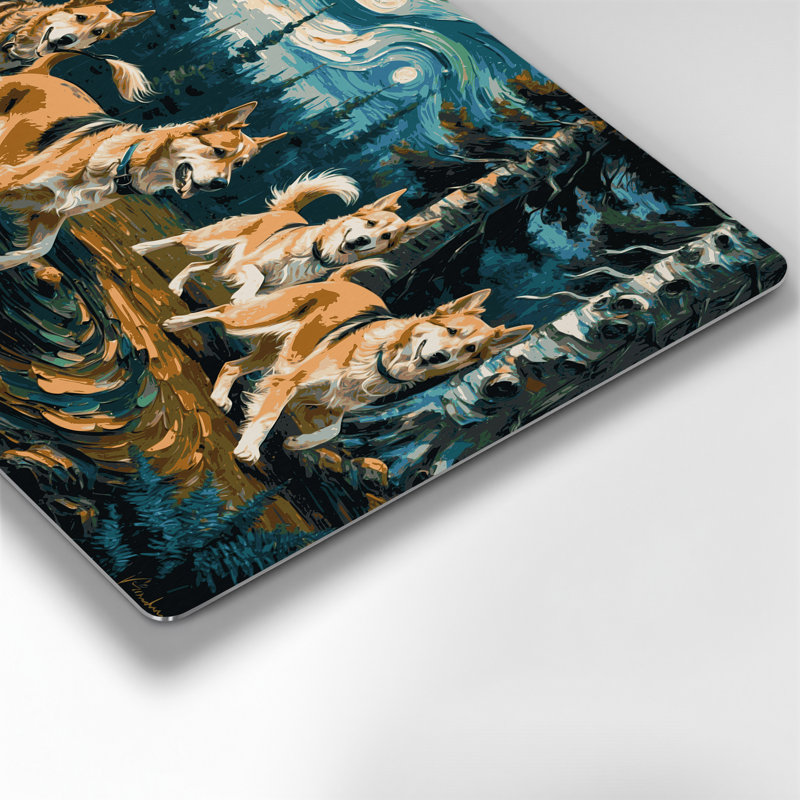 Chiens «Lundehund» en métal bleu, art mural, H 11 po x l 14 po