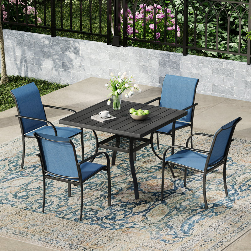 Ensemble repas extérieur pour 4 personnes, Bleu / Noir