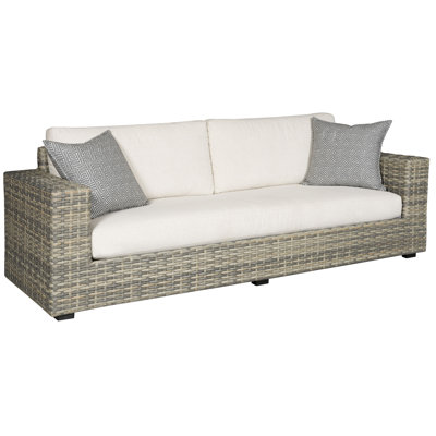 Michael Weiss Montclair 94" Wide Outdoor Wicker Rectangle Patio Sofa with Cushions