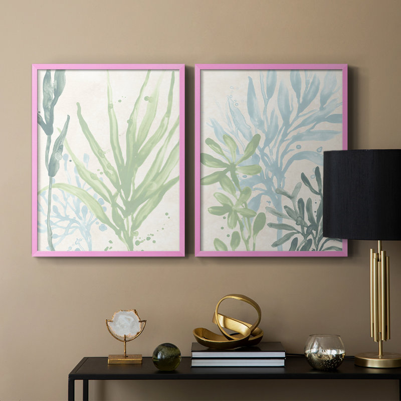 «Swaying Seagrass I-Premium», reproduction encadrée prête à accrocher - aucun clou requis - aucun clou requis, Rose
