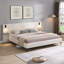 Lit tapissier Boucle avec lumières et tablettes intégrées, lit plateforme en tissu doux pour la chambre à coucher, blanc, très grand-1016913716-1016913715