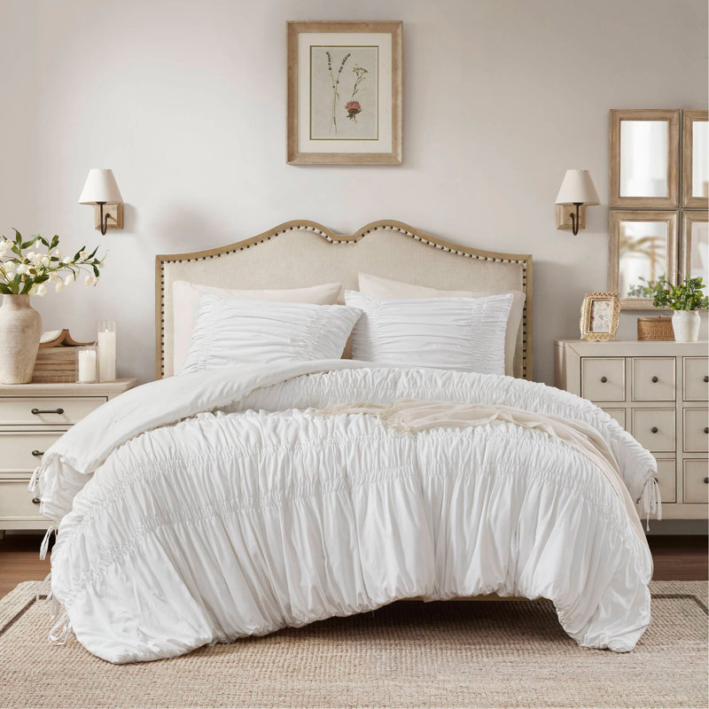 3PCS Queen Comforter Set, Queen Comforter + 2 Standard Shams, White