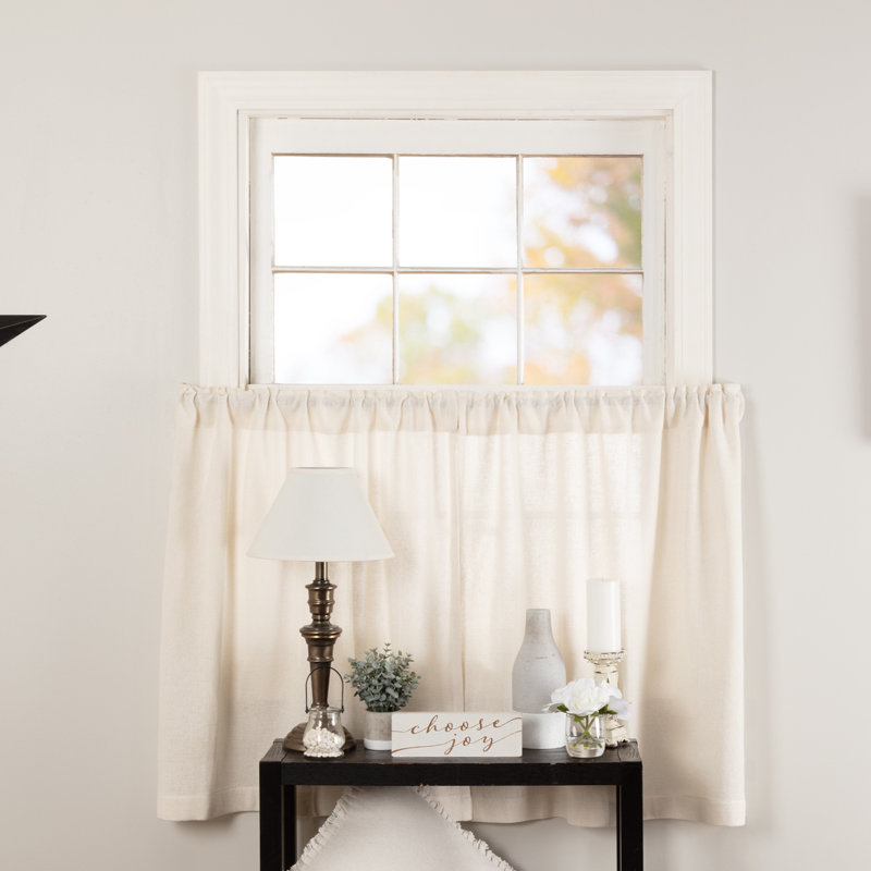 Middlesbrough Cotton Burlap Tailored 72" Cafe Curtain, 72" W x 36" L, Antique White