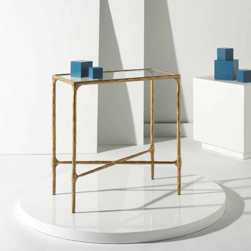 Isabellina Metal and Glass Accent Table, Brass
