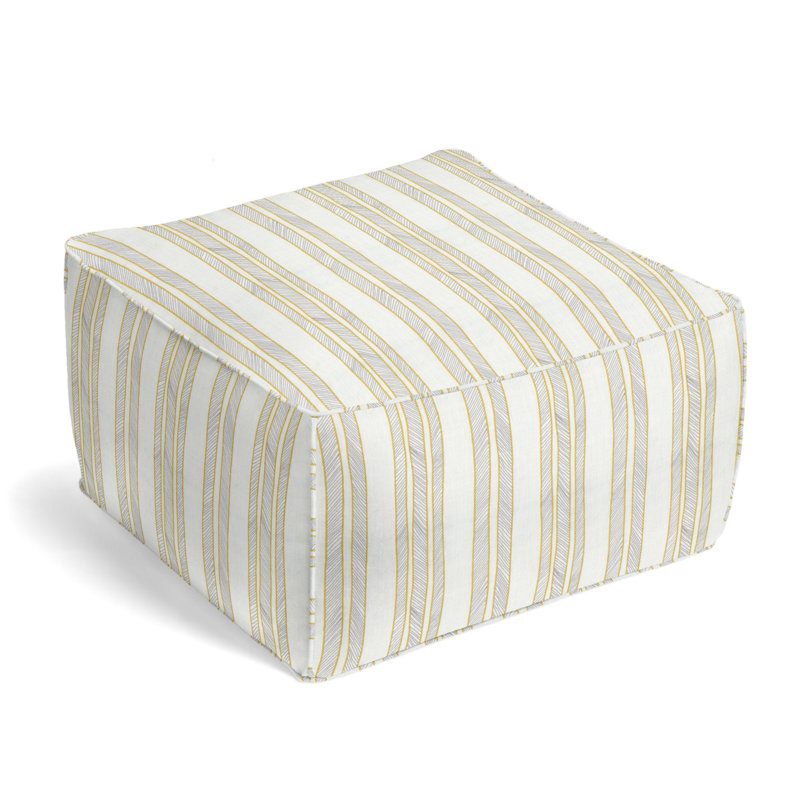 Upholstered Pouf, Sunny Rayon/Viscose/Linen Blend