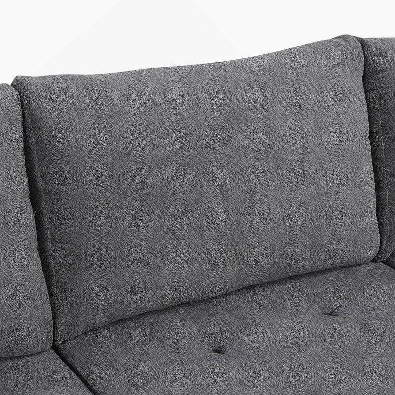 Grey Chenille With Square Arms Sofa, Grey