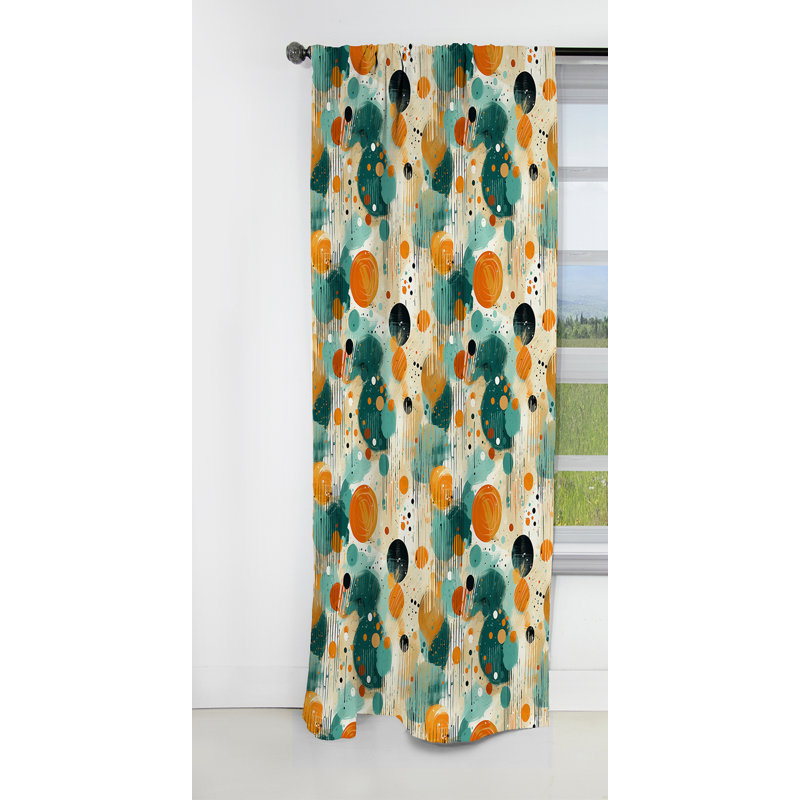 Motif géométrique jaune et vert III - Rideau occultant géométrique abstrait - 1 panneau, L 52 po x L 63 po