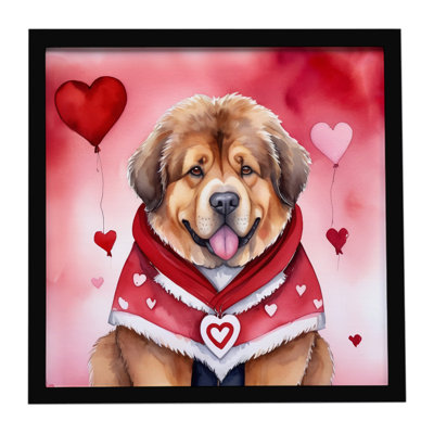 Tibetan Mastiff My Valentine Framed Metal Print
