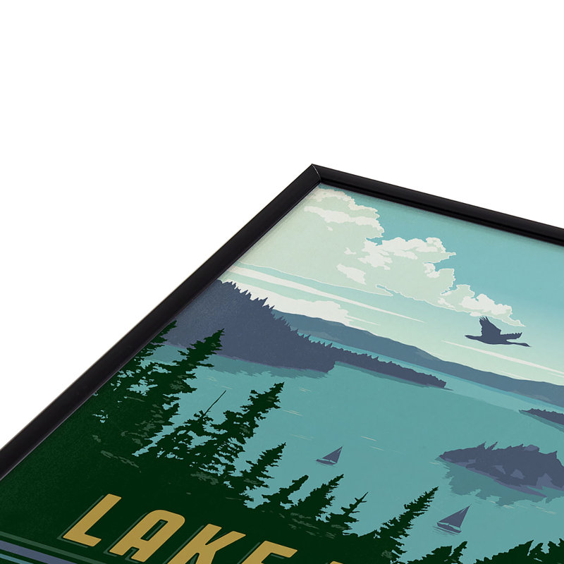 Lac Tahoe - cadre photo, impression sur verre, H 10 po x l 10 po x P 1 po, Noir