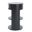 Table d'appoint ronde d'intérieur en métal à 3 niveaux avec armoire à porte coulissante, noir mat-1224031416