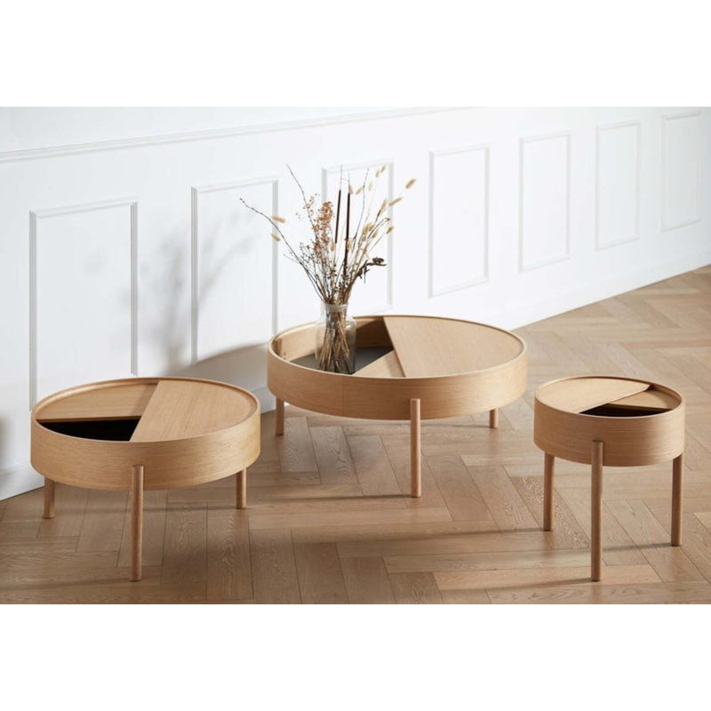 Arc Coffe Table, 15" H x 26" L x 26" W, Oiled Oak