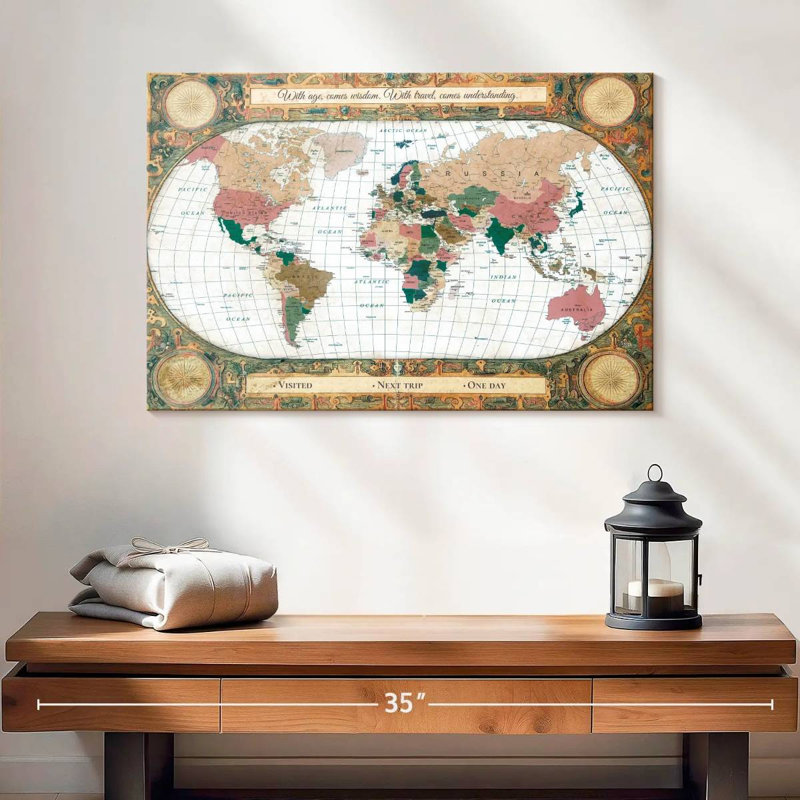 Voyage Sagesse «I Push Pin World» Amrico, H 16 po x l 24 po