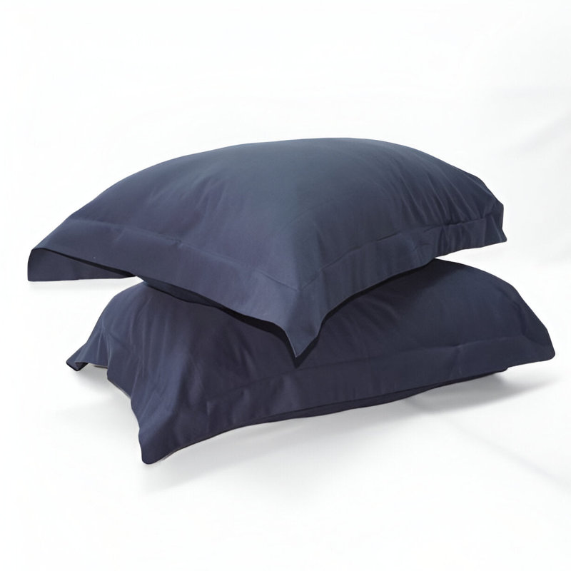 400TC Sateen Solid Cotton Pillow Sham, Navy Blue