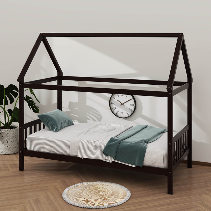 Twin-Sized House-Shaped Children's Bed, Espresso