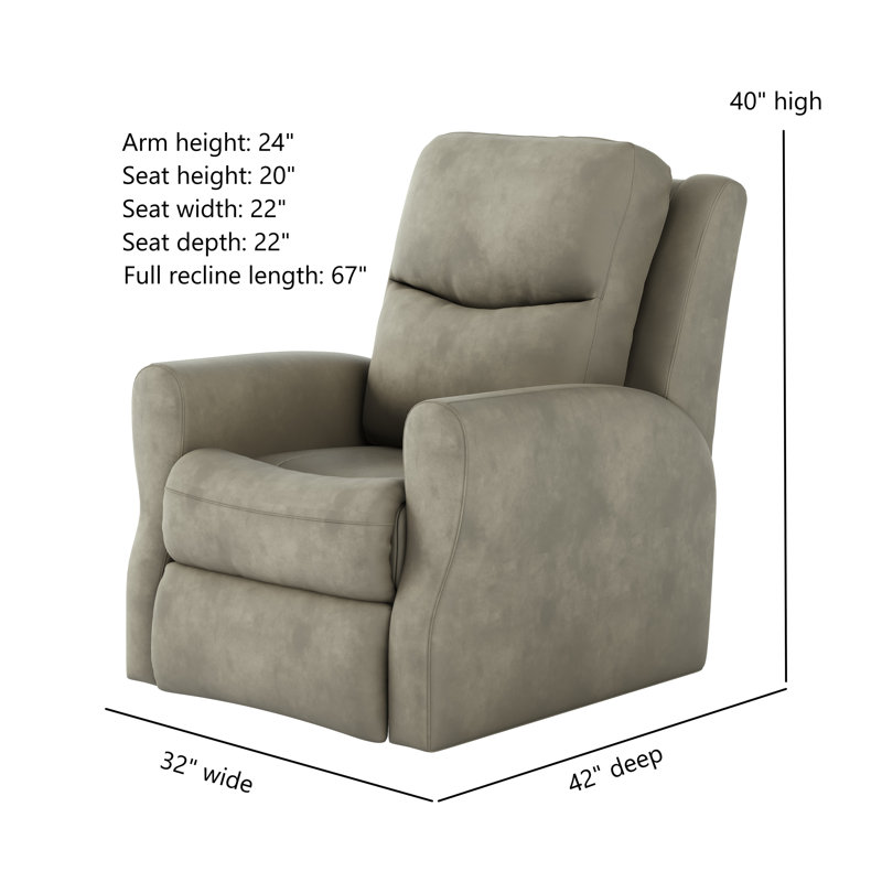 Fame Leather Recliner,  Gray Fresca Cobblestone, Rocker