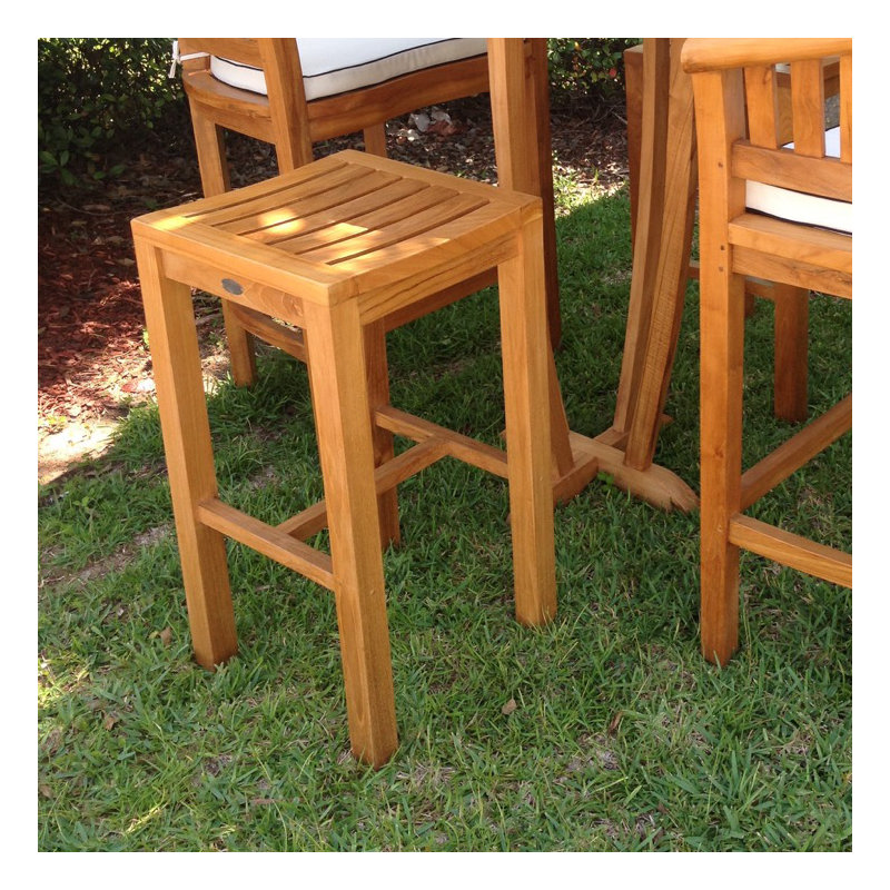 Tabouret de comptoir d'extérieur en bois de teck Ingrid, H 24 po x l 16 po x P 16 po