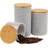 3-Piece Canister Set, Sugar Container, Coffee Storage, Lids, Kitchen, Ceramic,  Black And White