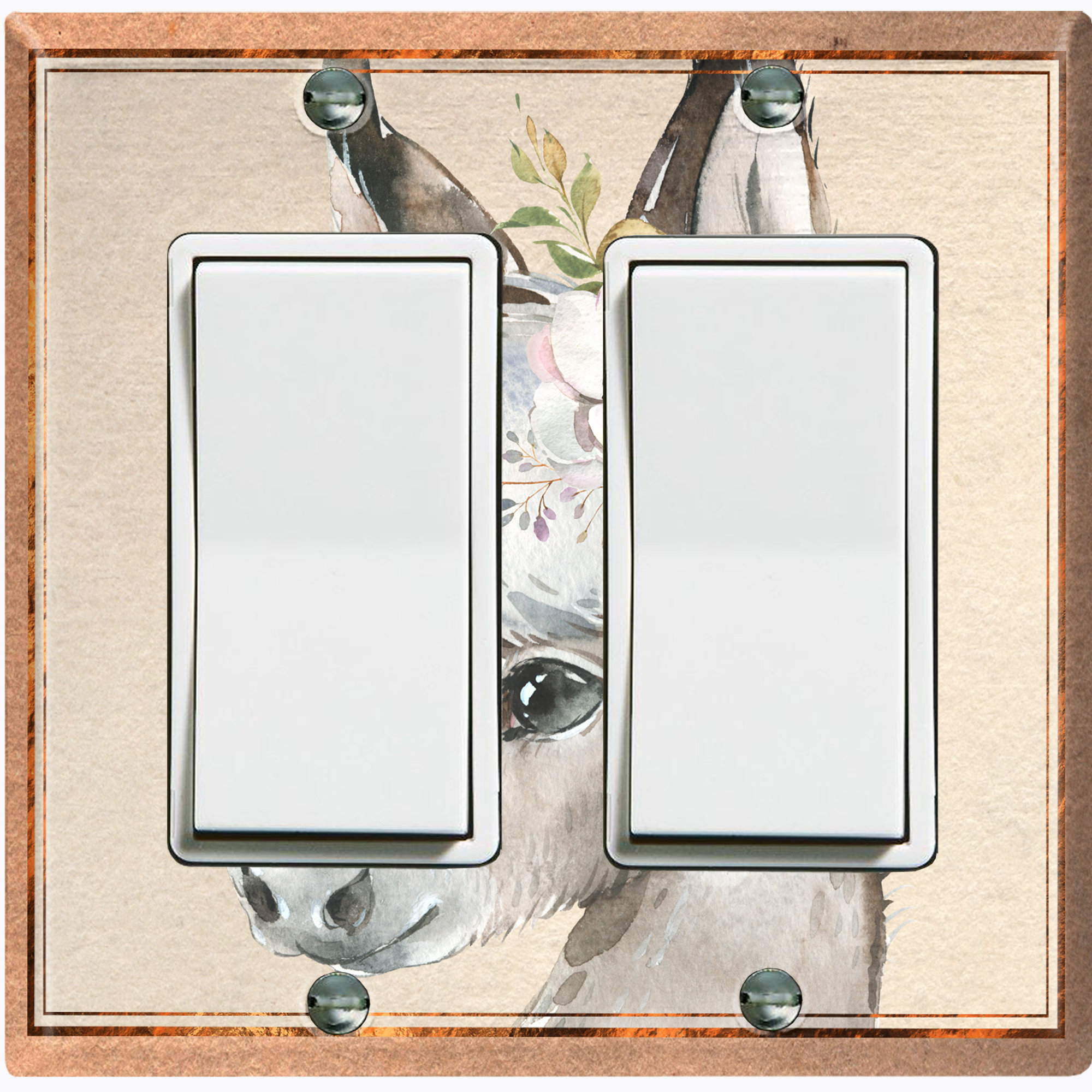 WorldAcc Cute Animal Baby Llama Flower 2-Gang Rocker Wall Plate | Wayfair